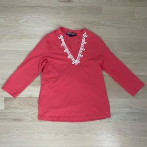 Vineyard Vines Coral embroidered top